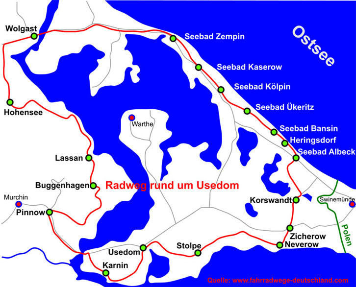 Radweg rund um Usedom